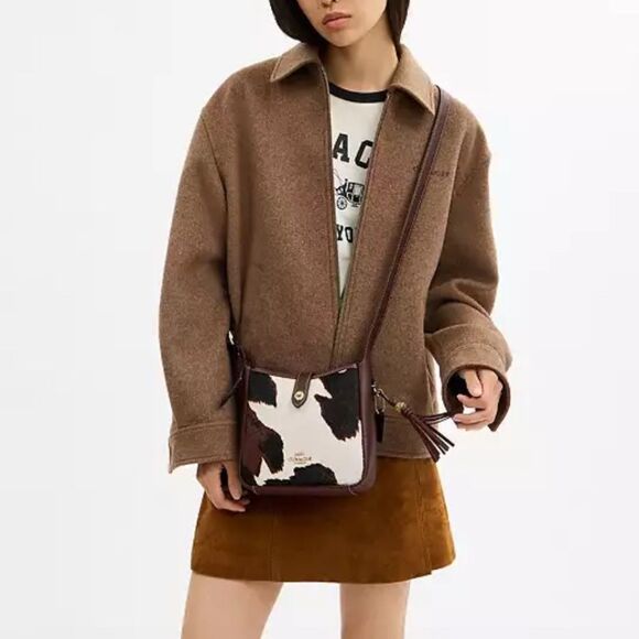 Authentic Coach Hadley Mini Crossbody Bag With Cow Print And Tassel Purse - Picture 15 of 16